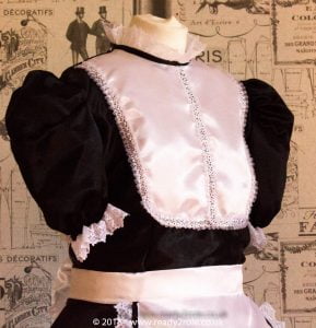 “Betty” French Maid Dress in Satin With Removable Half Apron 5