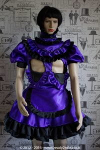 Candy Cupcake Corseted Sissy (Purple & Black) Satin Dress 4