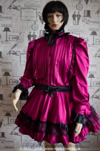 Victoria – Sissy Satin Long Sleeved Dress – Burgundy Version (Ask About Colour Choices) 1
