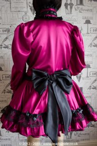 Victoria – Sissy Satin Long Sleeved Dress – Burgundy Version (Ask About Colour Choices) 4