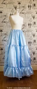 Sissy Frilly Hand Crafted Petticoat – Baby Blue Satin – Longer Length 1