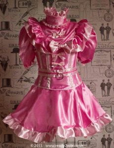 Candy Cupcake Corseted Sissy Satin Dress 4
