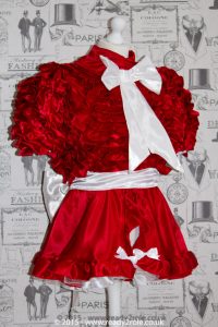 Bow Peek Sissy Satin Ruffle Dress – Red Version 1